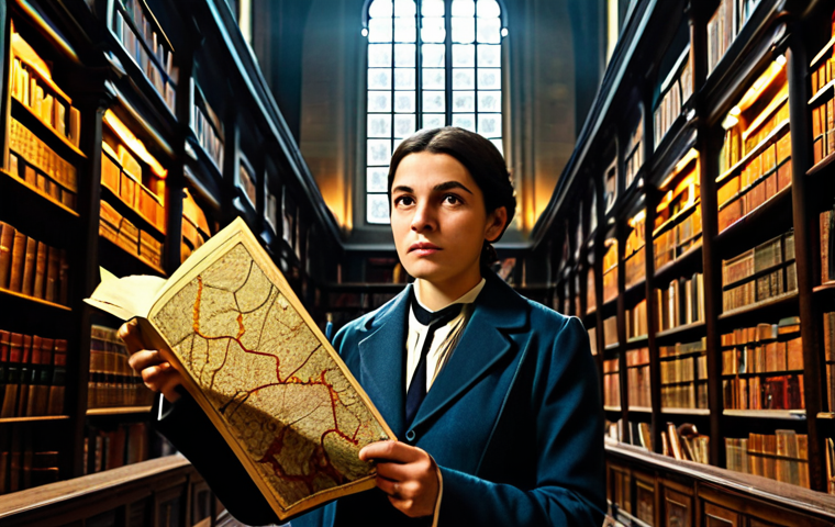 The Time-Traveling Scholar**

"A determined female historian, fully clothed in modest, period-appropriate attire reminiscent of 1920s Istanbul, stands amidst towering bookshelves in a grand, old library. Golden light streams through stained-glass windows, illuminating dust motes dancing in the air. She holds an ancient-looking map, brow furrowed in concentration. Perfect anatomy, natural pose, well-formed hands. Safe for work, appropriate content, professional, family-friendly, high-resolution, detailed textures."

**