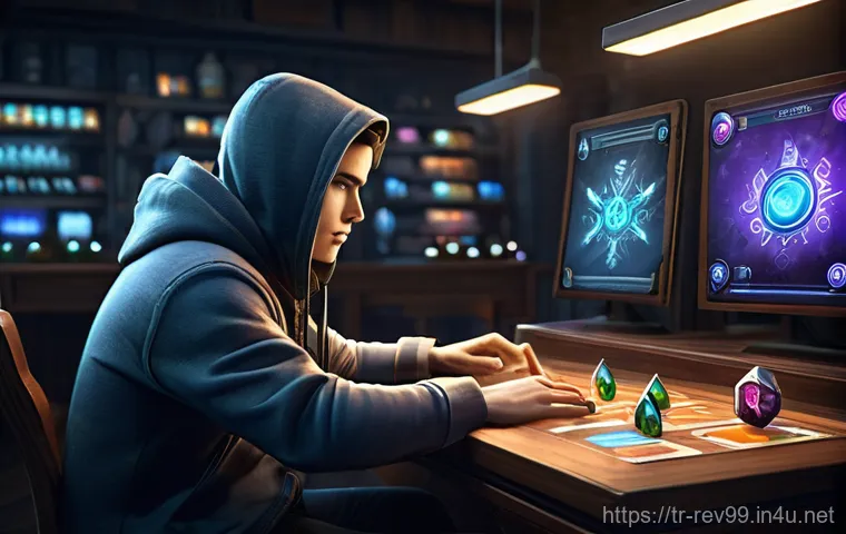 리버스 1999 협동전 아이템 분배 - **Prompt 1: Strategic Resource Management in a Fantasy Game**
    A young, focused player, dressed i...