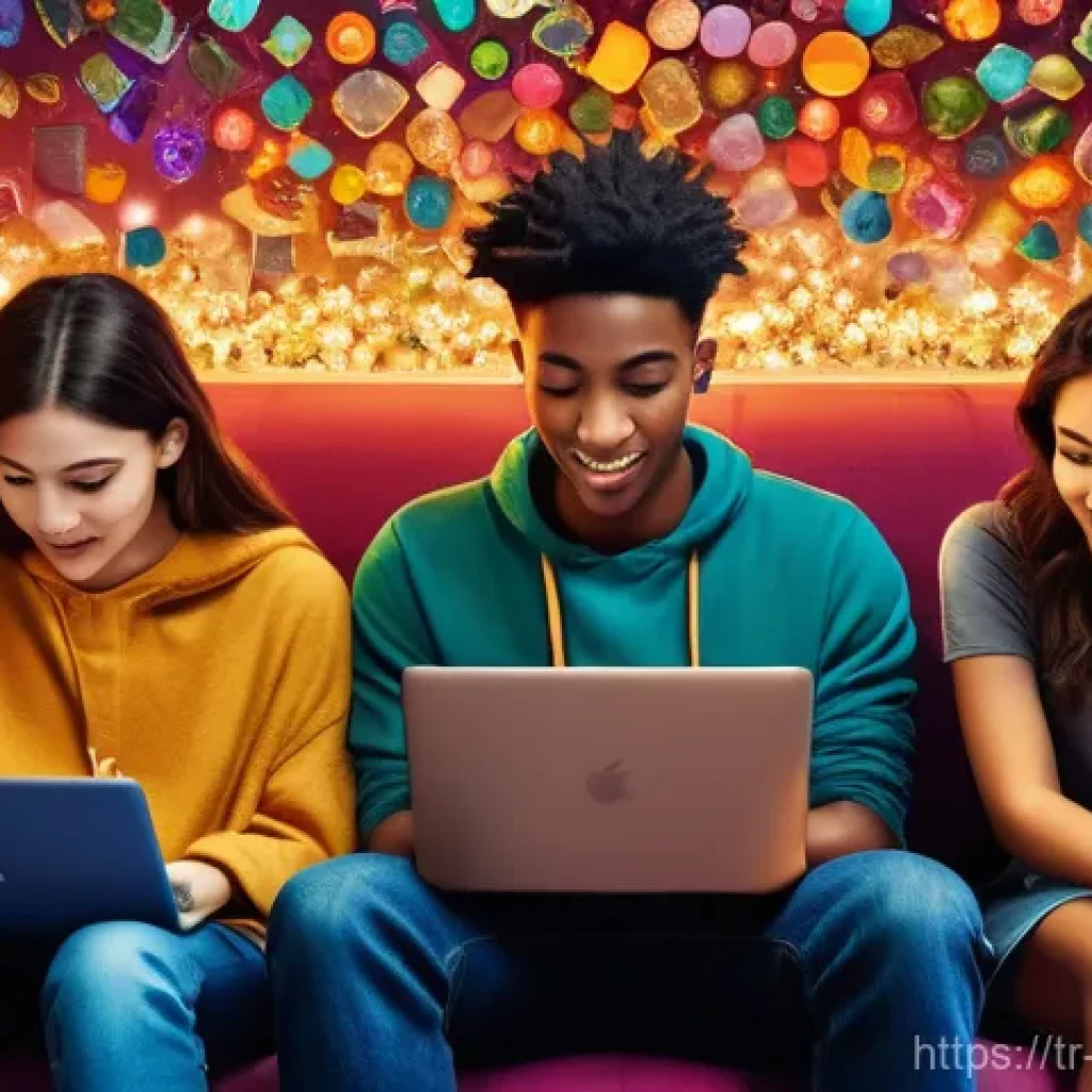 리버스 1999 공식 페이스북 이벤트 - **"Social Media Treasure Trove"**
    A vibrant, dynamic illustration depicting a diverse group of y...