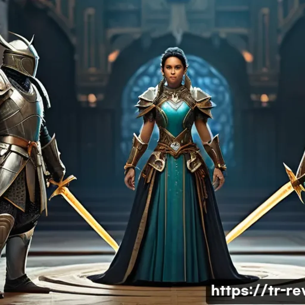 리버스 1999 PvP 메타 분석 - **Image Prompt 1: "Strategic Team Assembly"**
    A diverse group of five fantasy adventurers stands...