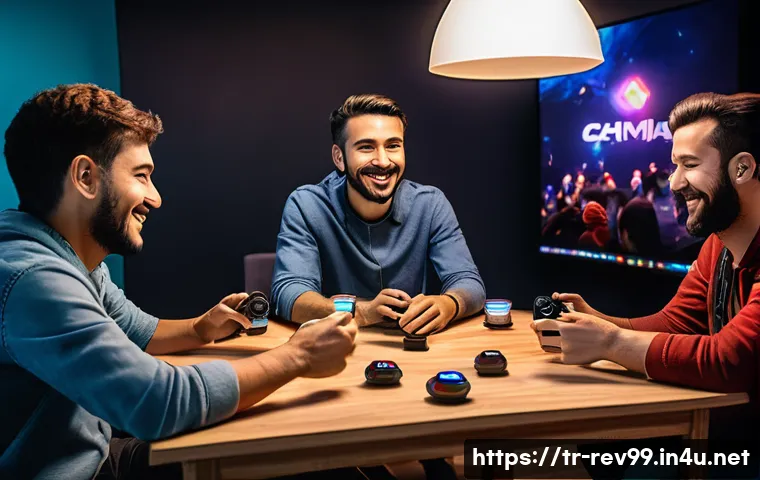 리버스 1999 팬들과의 실시간 스트리밍 - A vibrant and engaging live streaming scene showcasing a diverse group of game developers and enthus...