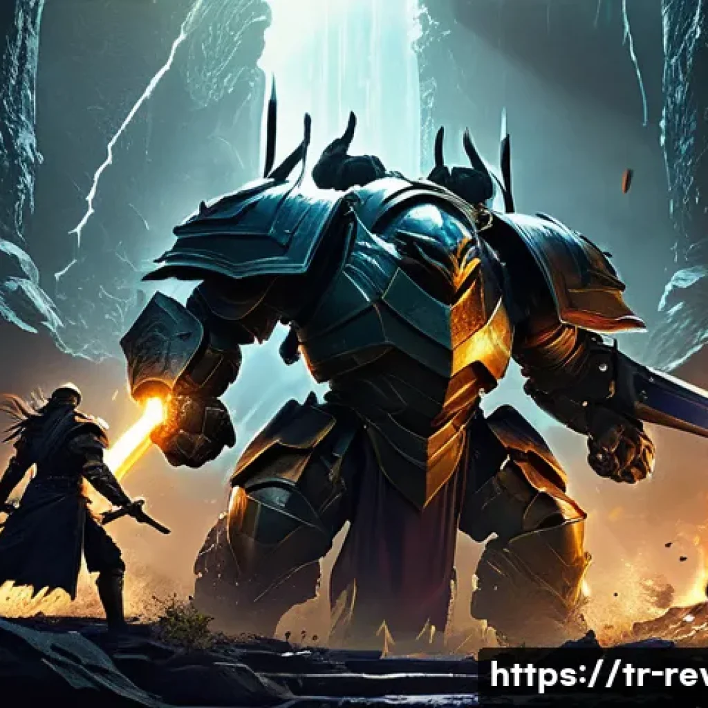 리버스 1999 PvE 공략 - A dynamic PvE team battle scene set in a dark fantasy environment, featuring four diverse characters...