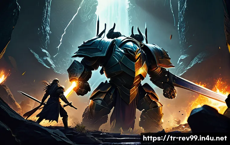 리버스 1999 PvE 공략 - A dynamic PvE team battle scene set in a dark fantasy environment, featuring four diverse characters...