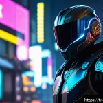 리버스 1999 한정판 캐릭터 공개 - A futuristic warrior character from Reverse 1999 special edition, wearing high-tech armor with vibra...