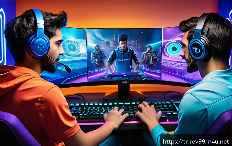 리버스 1999 게임 외부 도구 사용 - A dynamic esports gaming scene set in a modern Turkish internet cafe, featuring a diverse group of y...