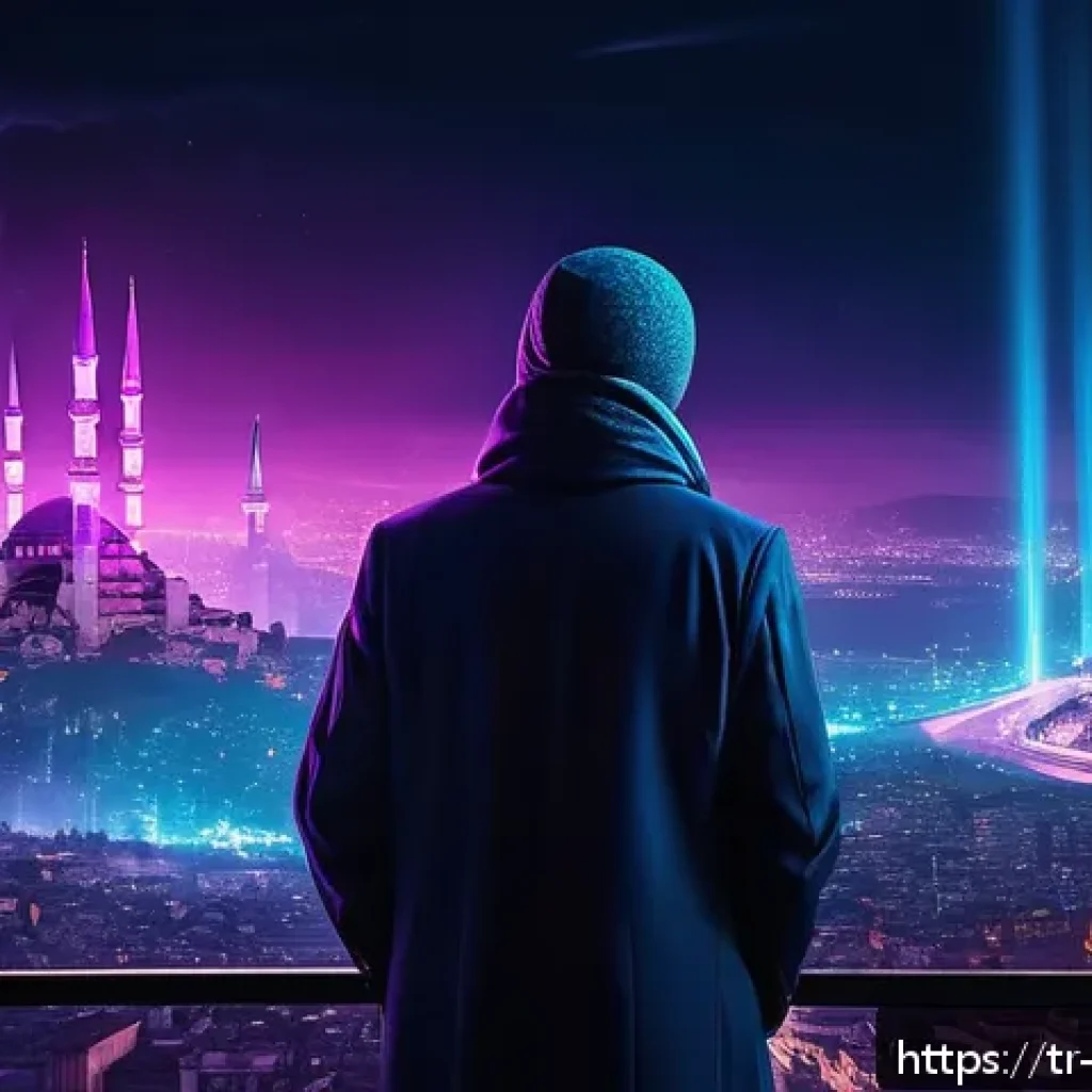 리버스 1999 공식 게임 트레일러 - A mysterious sci-fi cityscape at night inspired by Istanbul’s skyline, illuminated by neon lights an...