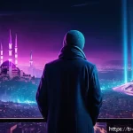 리버스 1999 공식 게임 트레일러 - A mysterious sci-fi cityscape at night inspired by Istanbul’s skyline, illuminated by neon lights an...