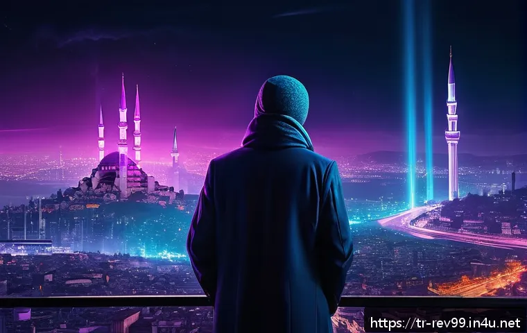 리버스 1999 공식 게임 트레일러 - A mysterious sci-fi cityscape at night inspired by Istanbul’s skyline, illuminated by neon lights an...