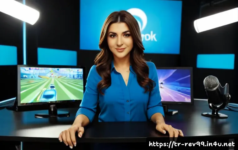 리버스 1999 성우진 공개 내용 - Photorealistic Turkish video game news studio, a confident Turkish female presenter in smart casual ...